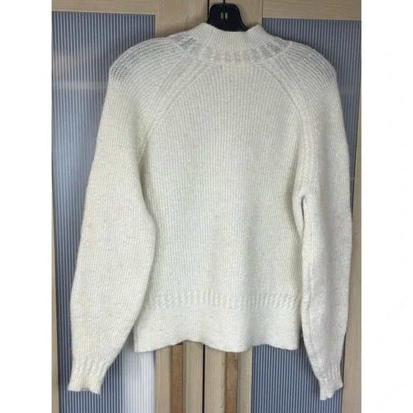 Sézane Otis Jumper Sweater Women's XS Baby Alpaca Preppy Top Designer White - Picture 8 of 9